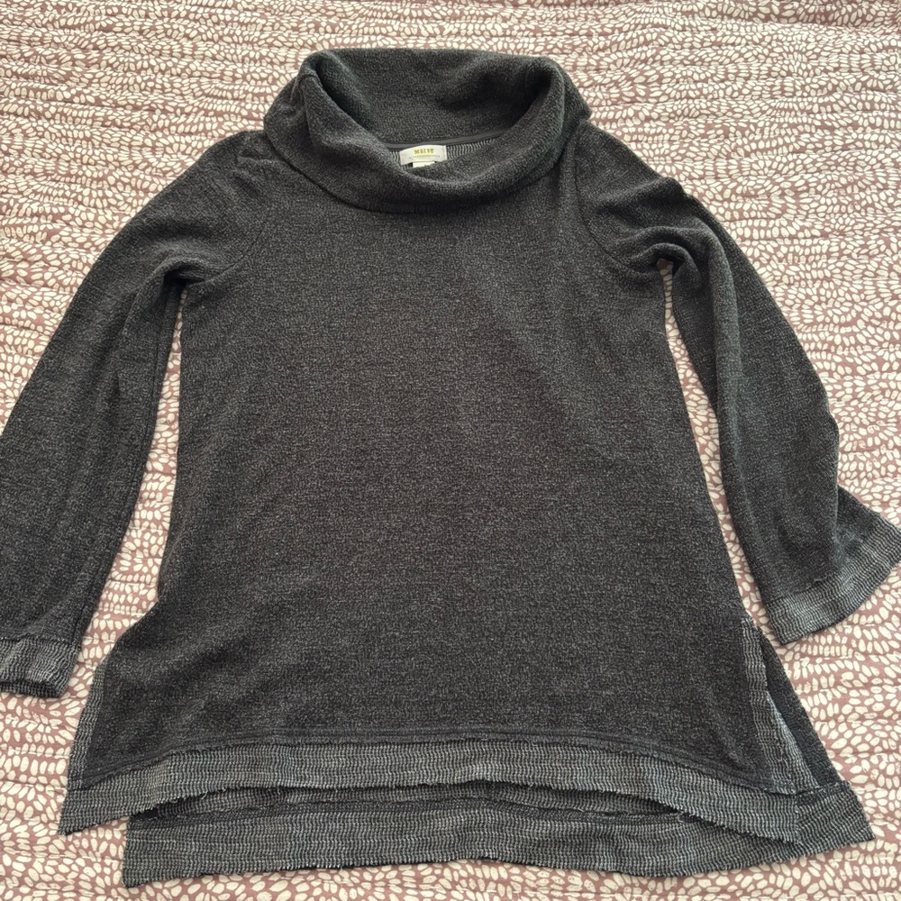 Anthropologie Maeve Gray Cowl Neck Sweater with Classic Knit